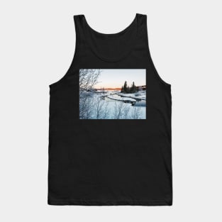 Winter in Norway - Beautiful White River Landscape in Early Morning Tank Top